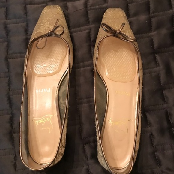 christian louboutin gold flats